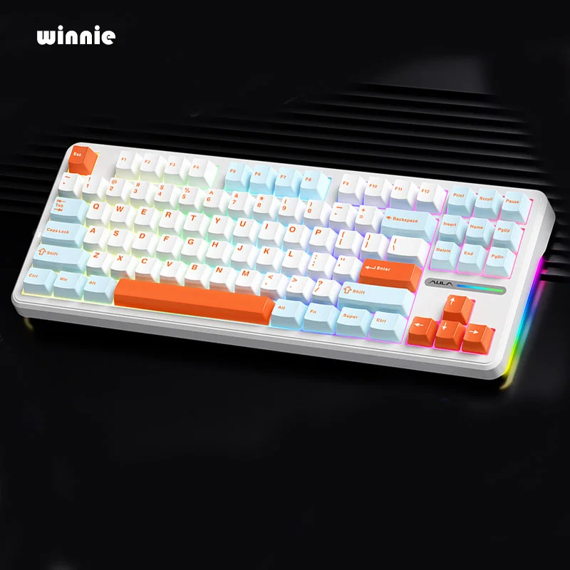 

Aula F87 Mechanical Keyboard Tri Mode 2.4g Bluetooth Wired Gaming Keyboard Rgb Backligght Customization E-Sports Gamer Keyboard