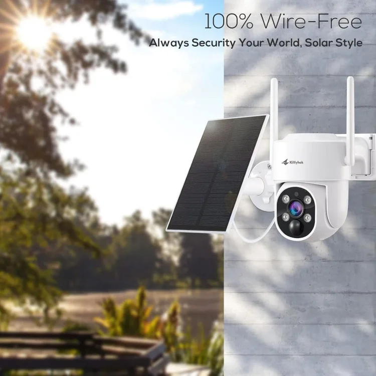 Solar Security Cameras Wireless Outdoor System | 4pcs 2K Ultr HD Pan Tilt Home Solar Security Camera with Human Detection