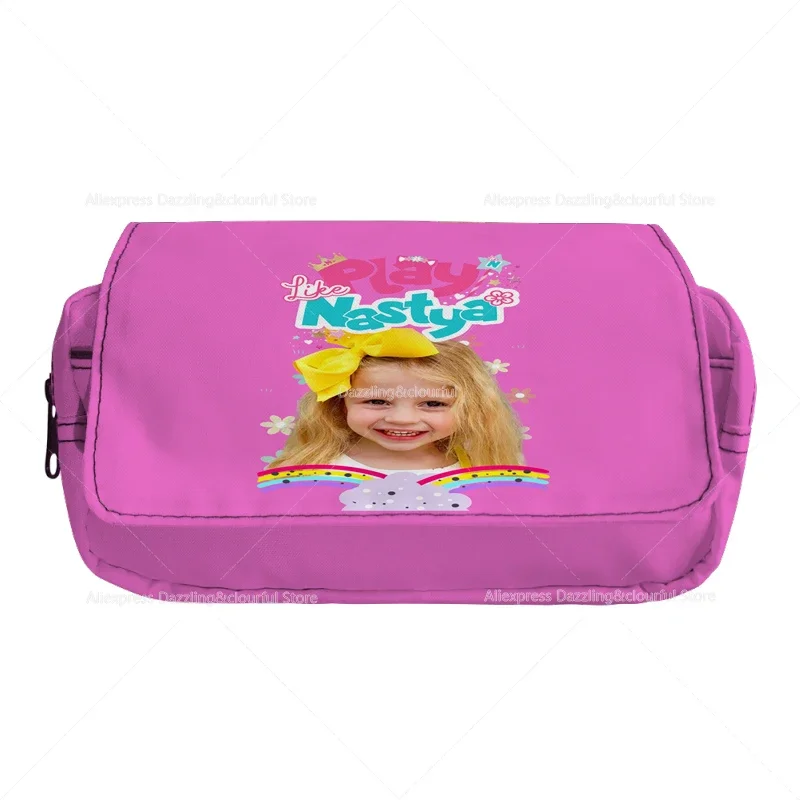 Like Nastya Pencil Case Double Layer Large Capacity Pencil Bag Cute Girls Back to School Stationery Supplies Schools & Offices