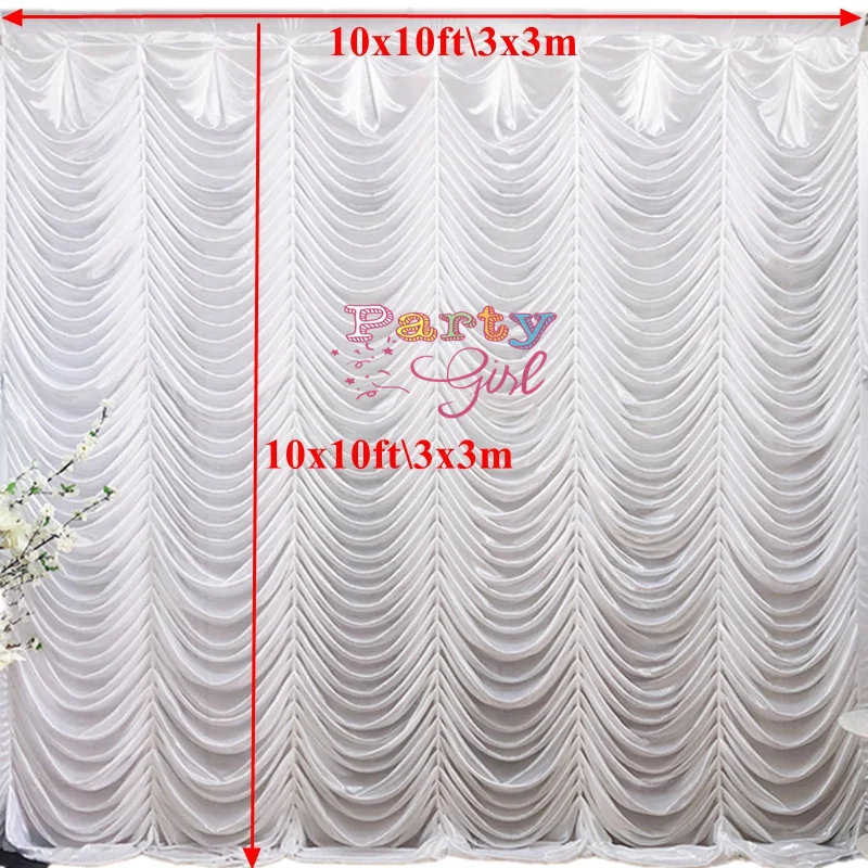

10x10ft White Ice Silk Backdrop Curtain Stage Background Photo Booth Event Party Decoration