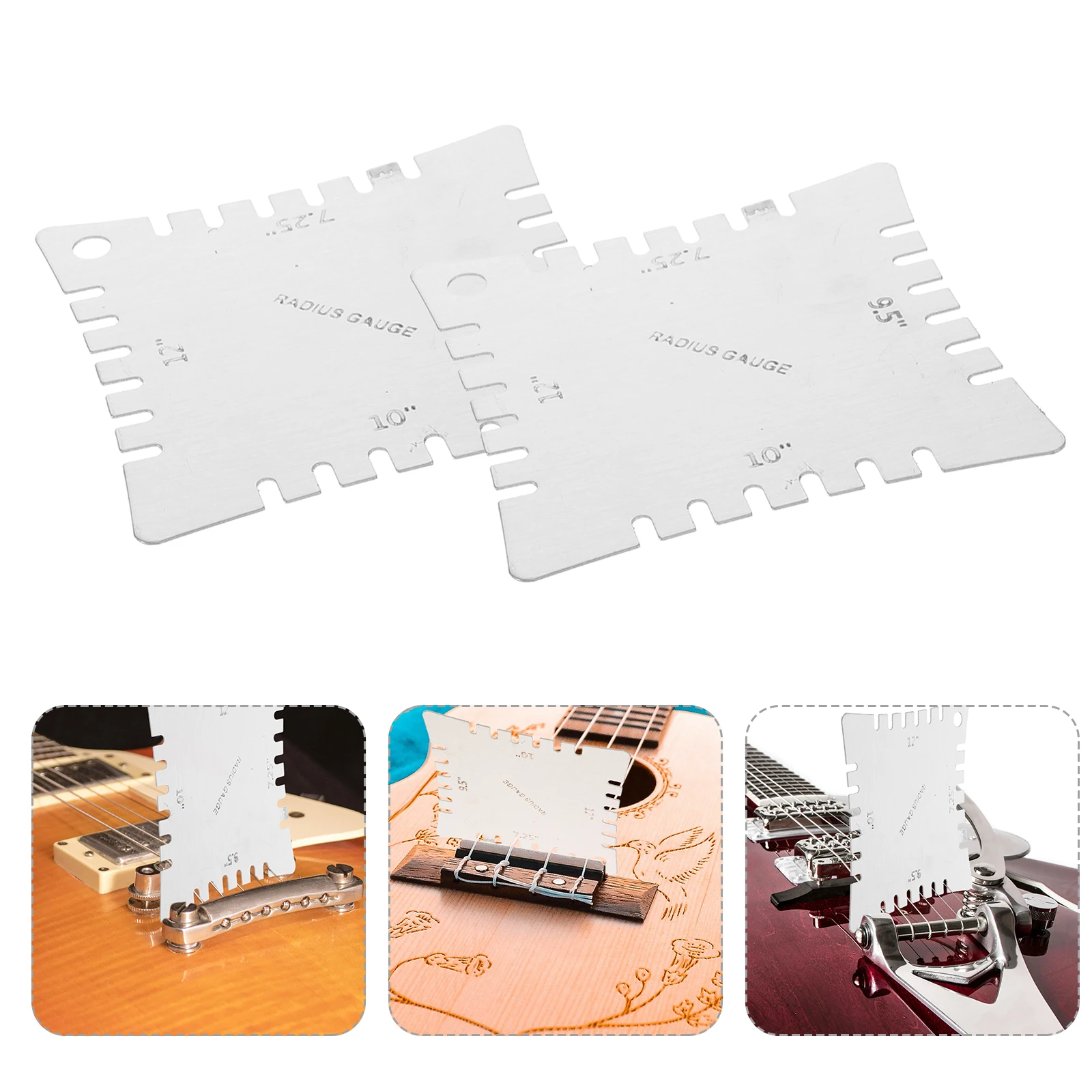 

4 Pcs Guitar Measuring Ruler Bass Tools Feeler Gauge Stainless Steel Fretboard Radius