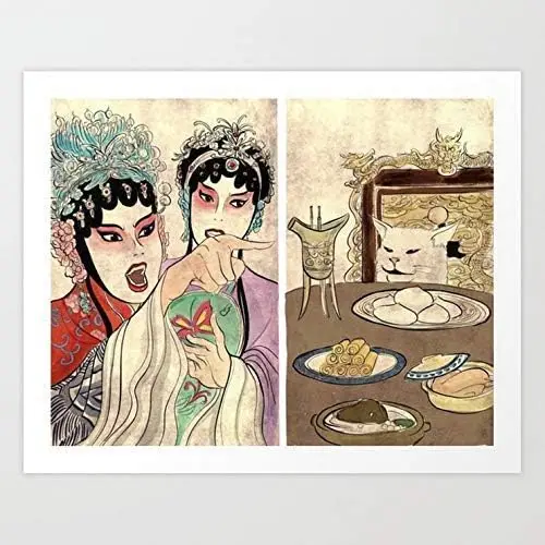 Woman Yelling at Cat Meme - Chinese Style Art Print Home House Wall Plate Metal Tin Sign 8X12 Inch