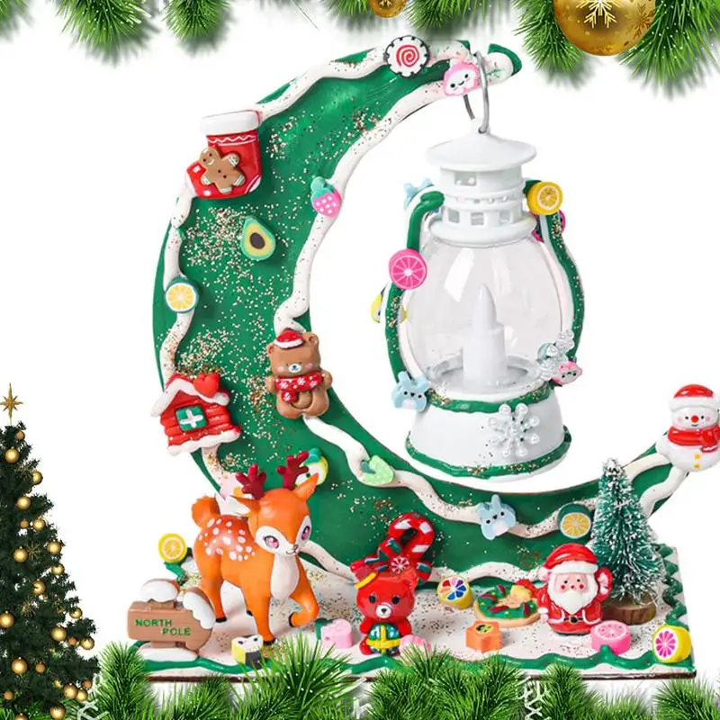 Christmas Table Lamp Christmas Cute Night Light For Kids Cream Glue Christmas Lights With Exquisite Christmas Themed Accessories