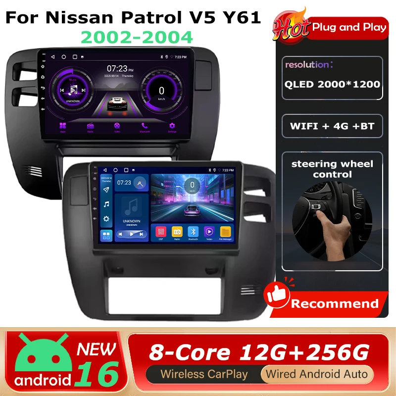 

Android 16 For Nissan Patrol V5 Y61 1997-2005 Car Radio Multimedia Navigation GPS WIFI Wireless CarPlay Screen Touch Stereo WIFI