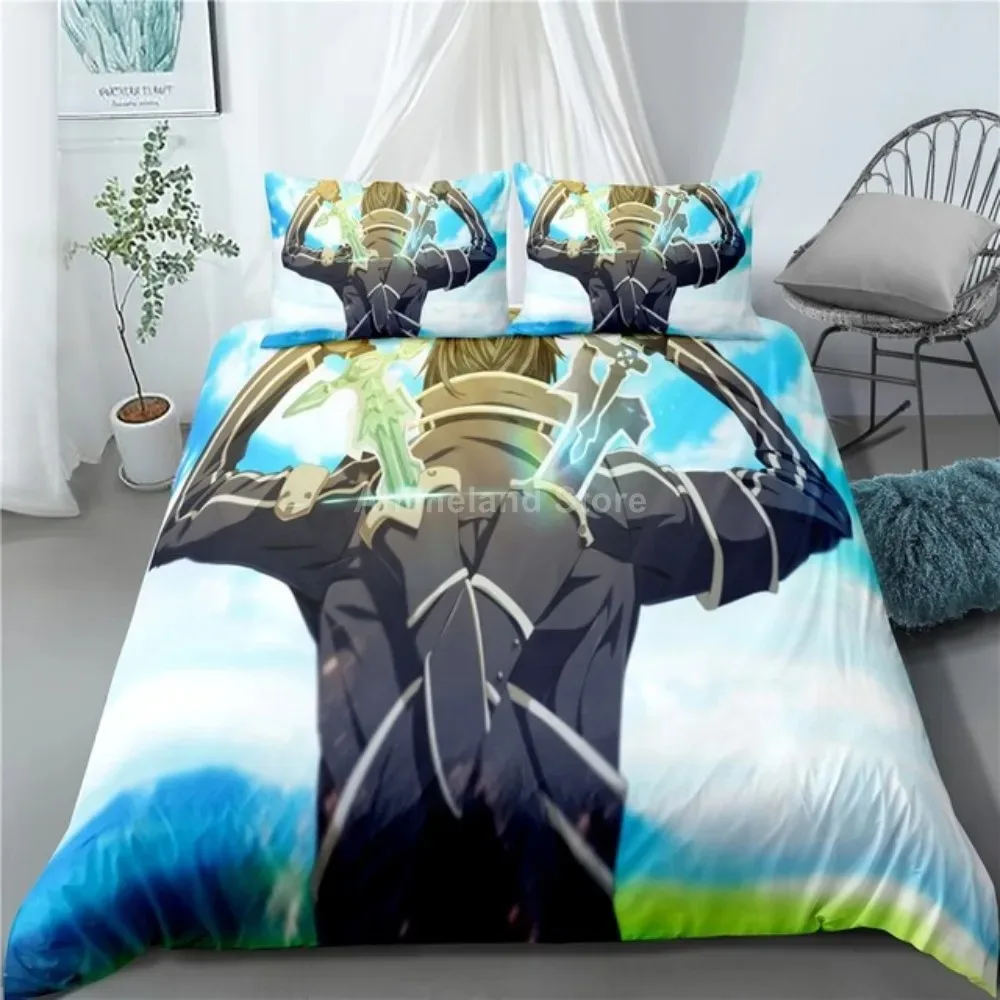 

Fashion Gift Cartoon Sword Art Online Bedding Set Anime Bed Linen Quilt Duvet Cover Sets Home Decor Twin Single Queen King Size