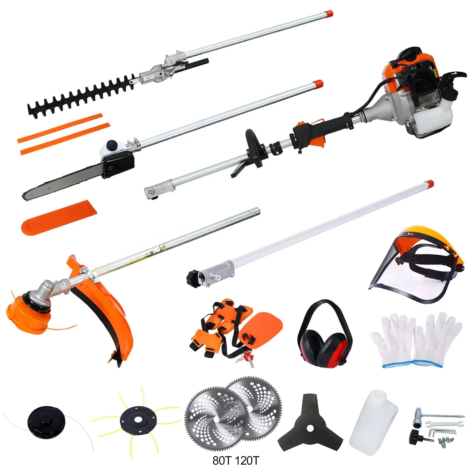 

52CC 2-Cycle 12-in-1 Multi-Functional Garden Tool System Gas Pole Saw Hedge Trimmer Grass Trimmer Garden Tools Accessories