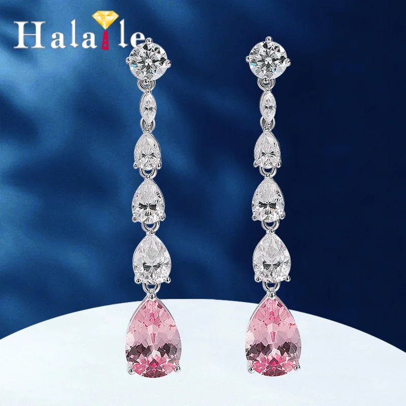 

Halaile настоящие серьги с каплями воды из муассанита Padparadscha из стерлингового серебра S925 с GRA, модные ювелирные изделия, женский роскошный подарок
