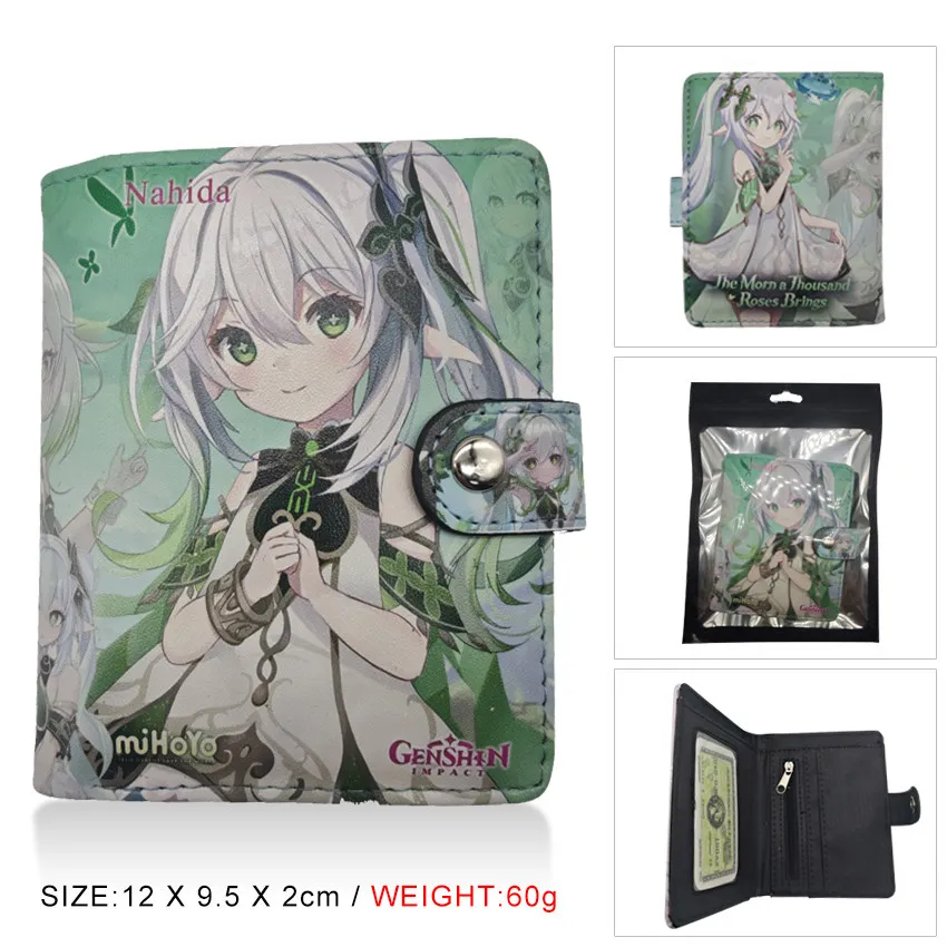 

Game Genshin Impact Nahida Cosplay Anime Cartoon Fold Wallet Cartoon Billfold Purse wallet Ornament Accessories Birthday Gift