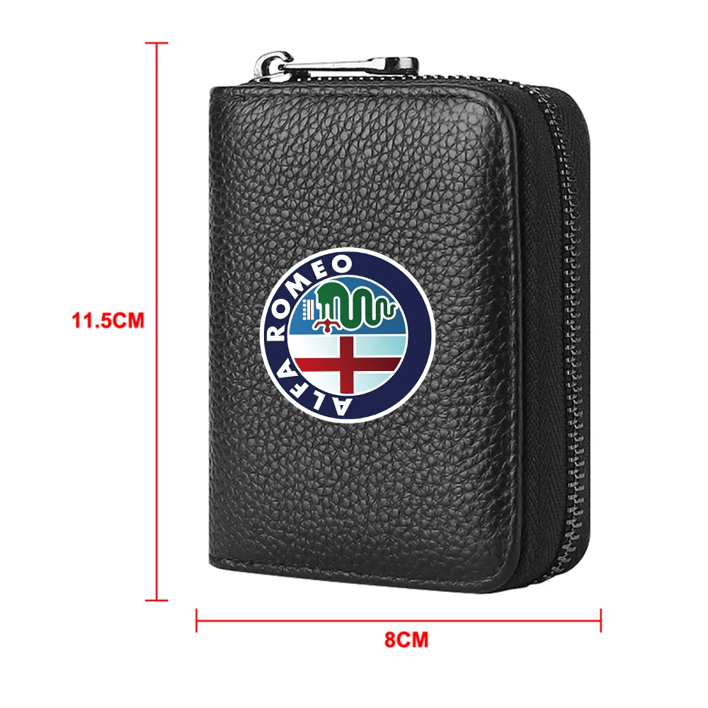 1pc PU Leather Business Card Holder Women Men Bank ID Credit Card Holder For Alfa Romeo Sportiva 159 147 Stelvio Car Accessories