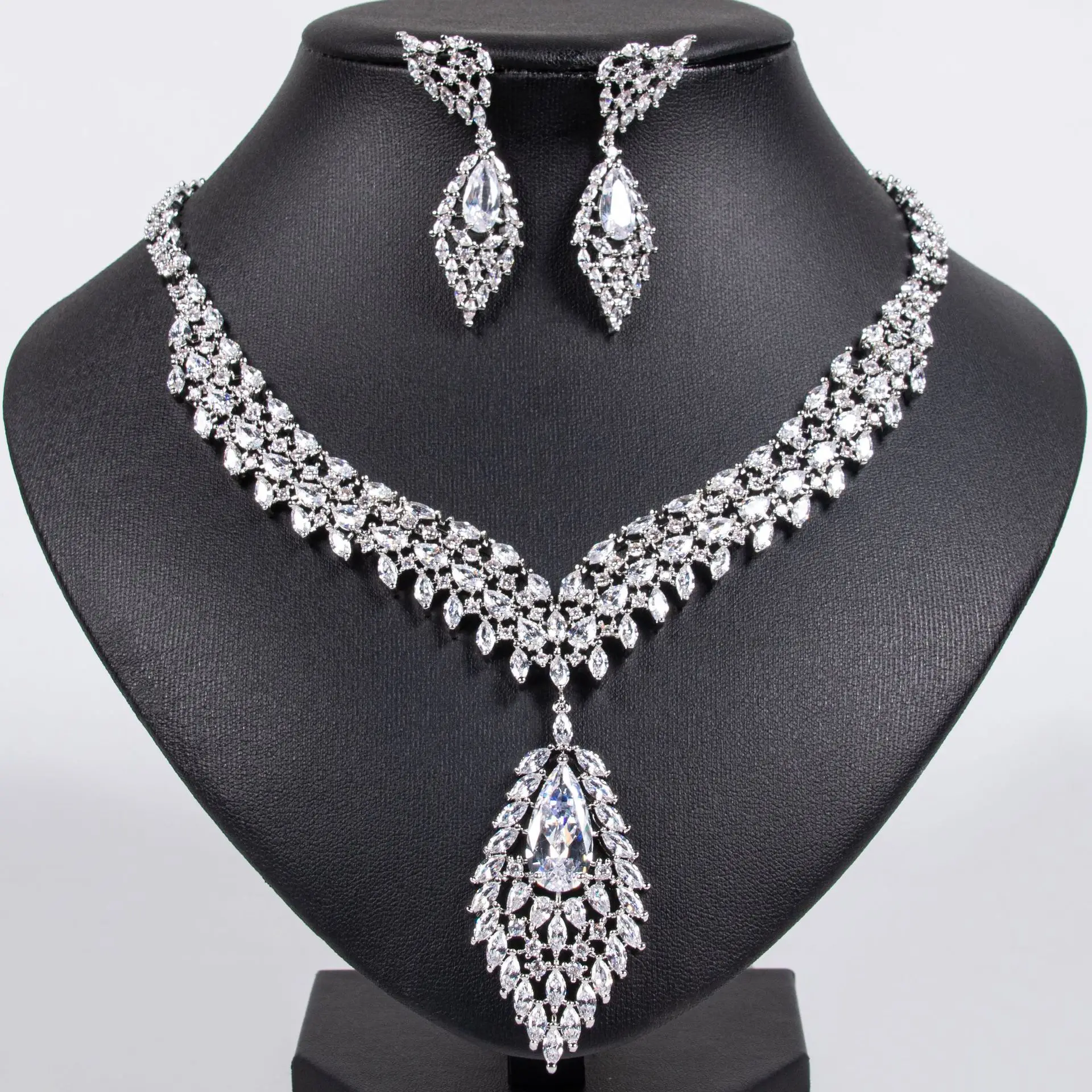 High-end rico jóias colar brincos pingente 2 peças conjunto para festa banquete casamento nupcial traje acessórios M-605
