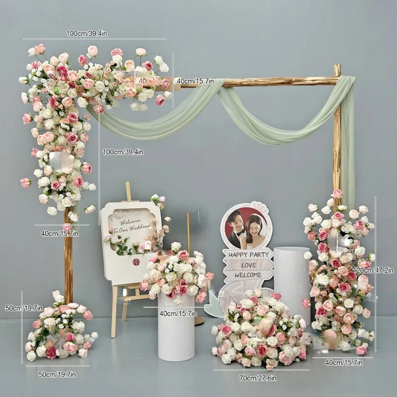 Customized Artificial Flower Table Runner Flower Row Flower Banquet Centerpieces Wedding Backdrop For Wedding Decoration