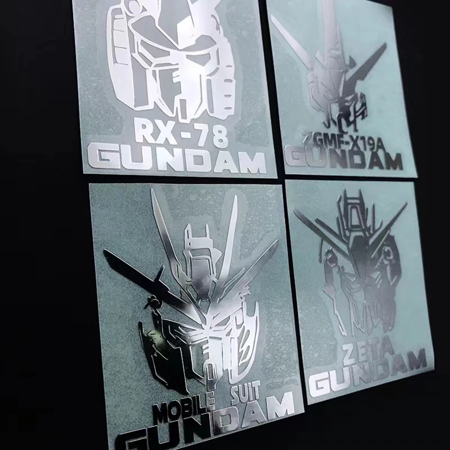 Mobile Suit Gundam Silver Plated Mirror Metal Sticker Computer Case Decorative Sticker Model Box Decorative Sticker