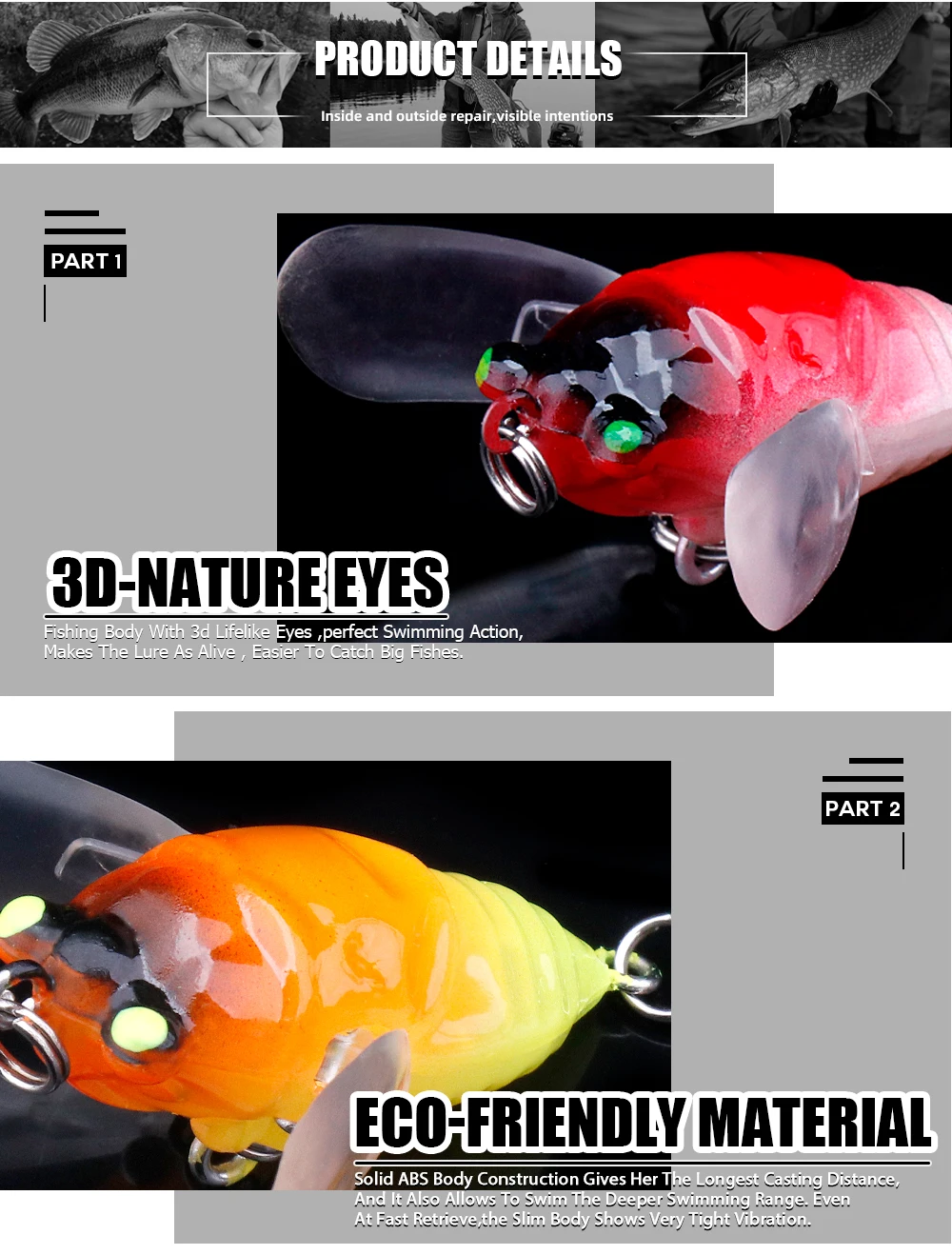 Agoie 6,5g 5cm Top water Popper Köder mit Flügeln Kunst köder lebensechte Zikade im Dunkeln leuchten Angel köder für Hecht barsch – Detail 5