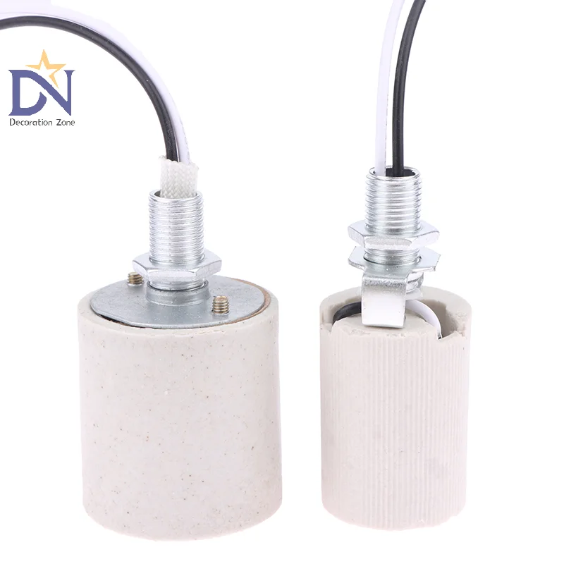 E14/E27 Ceramic Screw Lamp Holder LED Light Heat Resistant Adapter Home Use Round Socket For Bulb Base With Cable
