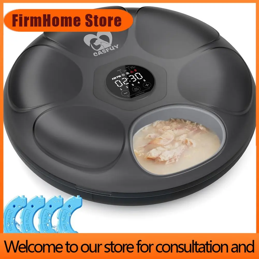 FirmHome StoreProgrammable Automatic Cat Food Dispenser With 4 Rechargeable Ice Packs For Wet And Dry Food, Suitable For Small P