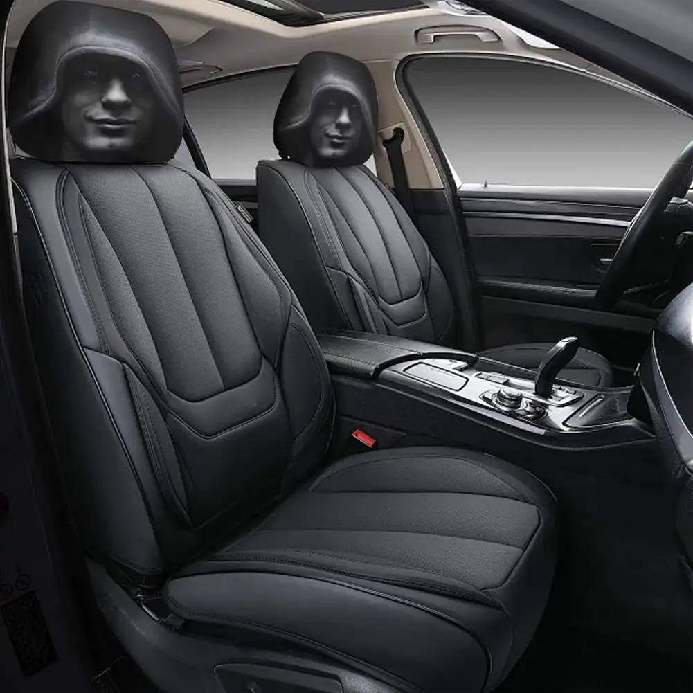 2 Stück Horror-Gesichts-Autositzbezüge aus weichem Polyester, waschbar, staubdicht, schützende dekorative Hülle, universeller Autositzbezug – Detail 6