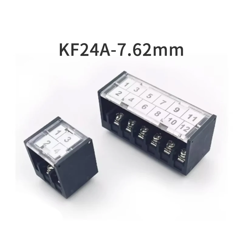 (1 Pcs) Terminal Block KF24A-7.62mm Pitch 7.62 Hi-Low Staggered Grid Type with Cover 2*2P 2*3P 4P 5P 6P 7P 8P 9P 10P 11P 12P-20P