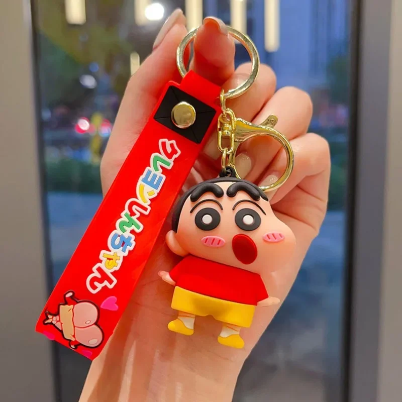 Crayon Shin-chan Cartoon Cute Car Keychain Children's Creative School Bag Pendant 2D Anime Peripheral Couple Holiday Gift