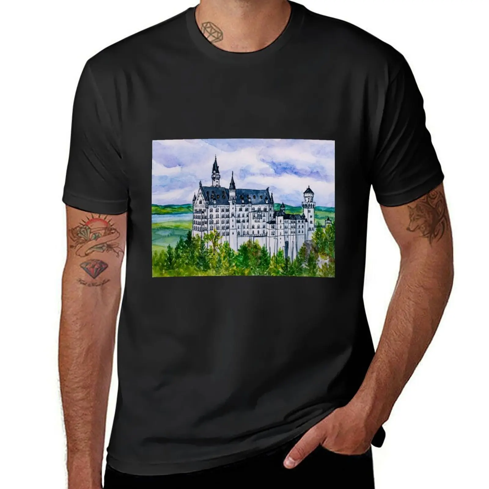 Neuschwanstein Castle in Bavaria T-Shirt tops sports fans oversized mens tall t shirts