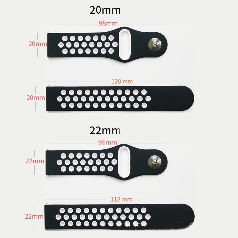 Silicone strap For Amazfit GTS 4-3-2e Mini/GTR 4-3-Pro-2 47mm/GTR 2e/stratos 2/3 sport Breathable Bracelet 20mm/22mm Watch band