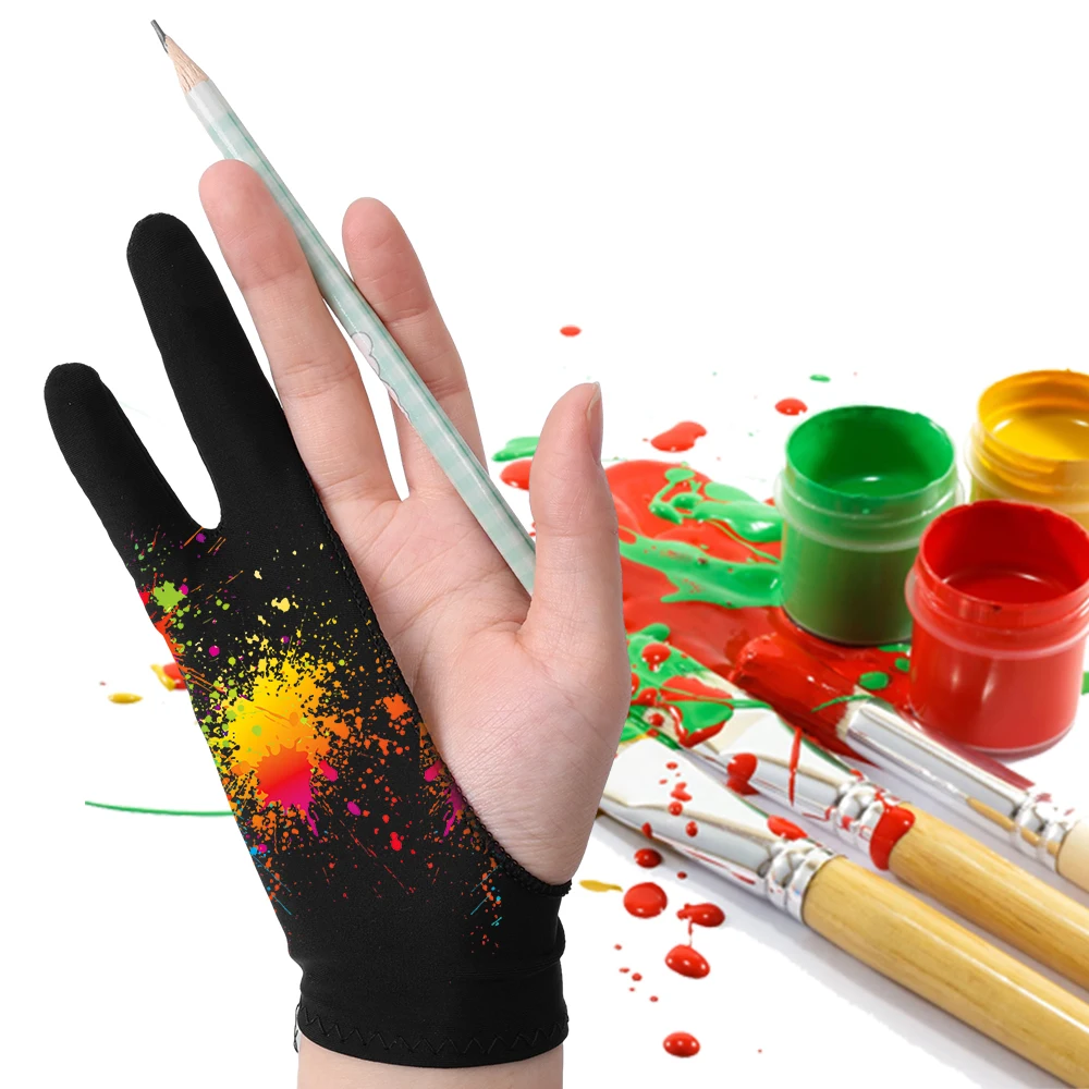 Guantes para pintar con 2 dedos, anticontaminación, antisuciedad, mano derecha e izquierda, guante de dibujo para pantalla táctil para iPad y tableta