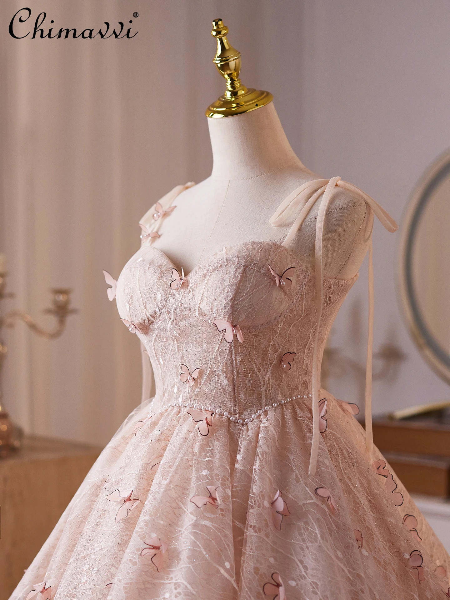 Abito da sposa corto gonfio rosa abito formale corto 2026 nuovi abiti da principessa in rete eleganti per ragazze dolci di fascia alta per feste di compleanno