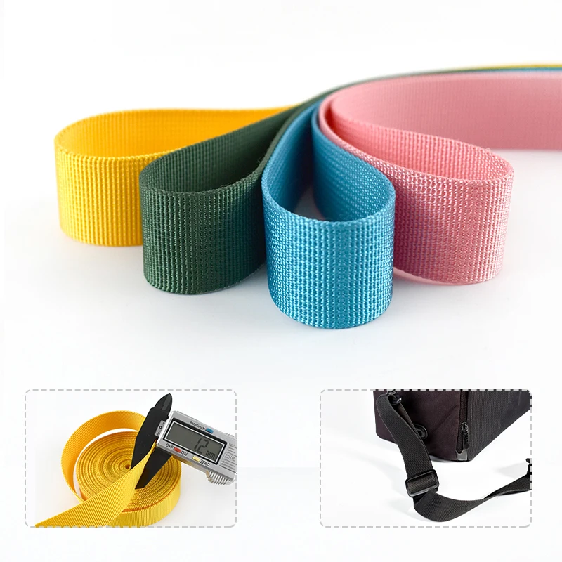 

5M 20-50mm Nylon Webbing Tape 1mm Thick Crossbody Bag Strap Dog Collar Safety Belt Clothes Decor Ribbon DIY Sewing Accessories