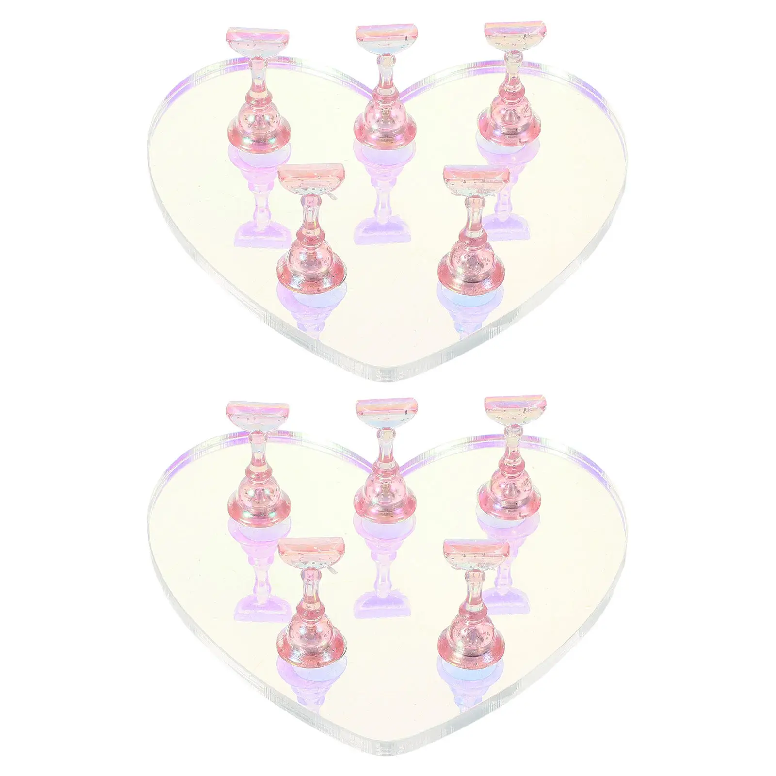 

2Sets Acrylic Nail Tips Practice Display Stand Heart Base Nail Holder False Nails DIY Practice Hand for Nails