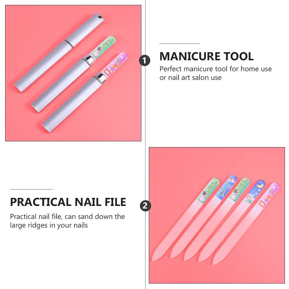 

10Pcs Glass Nail Files Xmas Theme Sturdy Professional Nail Art Tools Manicure Buffers Pedicure Tools for Home Salon