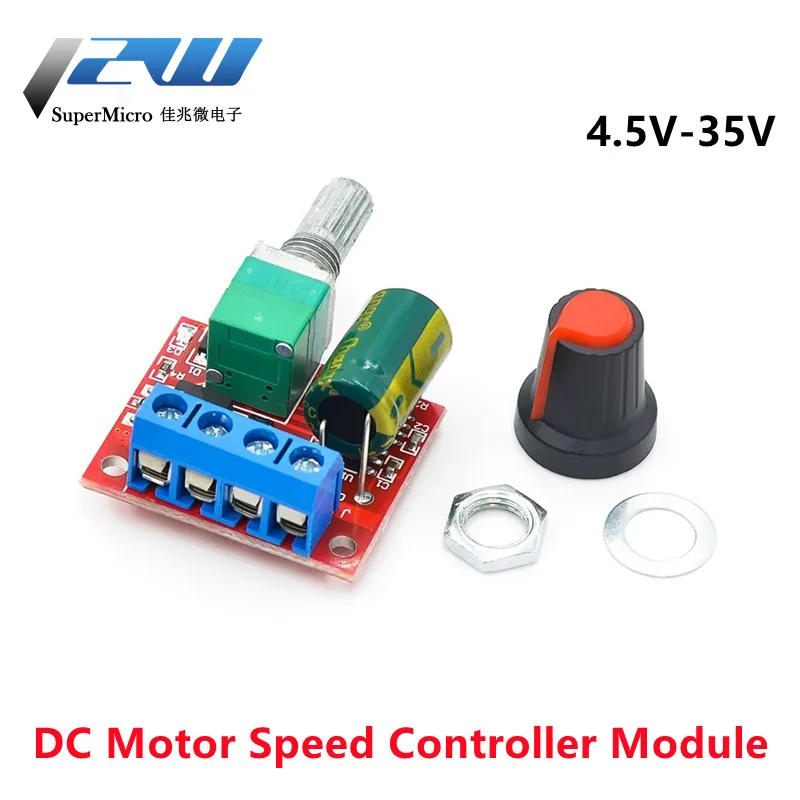 Mini 5A 90W PWM 12V DC Motor Speed Controller Module DC-DC 4.5V-35V Adjustable Speed Regulator Control Governor Switch 24V