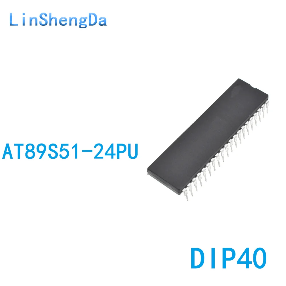 10PCS AT89S51-24PU DIP40 inline 8-bit flash microcontroller