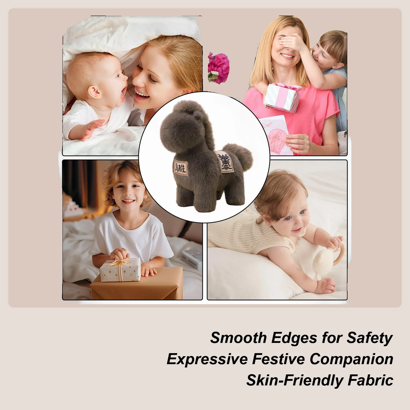 

2026 Horse Year Zodiac Horse Figurine Soft Stuffed Realistic Horse Stuffed Animal Decorative Lunar NewYear Soft Plush Horse Doll