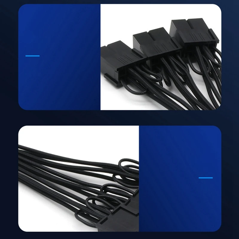 12vhpwr PCI-E 5,0 Удлинительный кабель с 16 контактами на 3X8Pin(6 + 2) удлинительный кабель с рукавом 16AWG, совместимый с 3090Ti & RTX 4080(A)