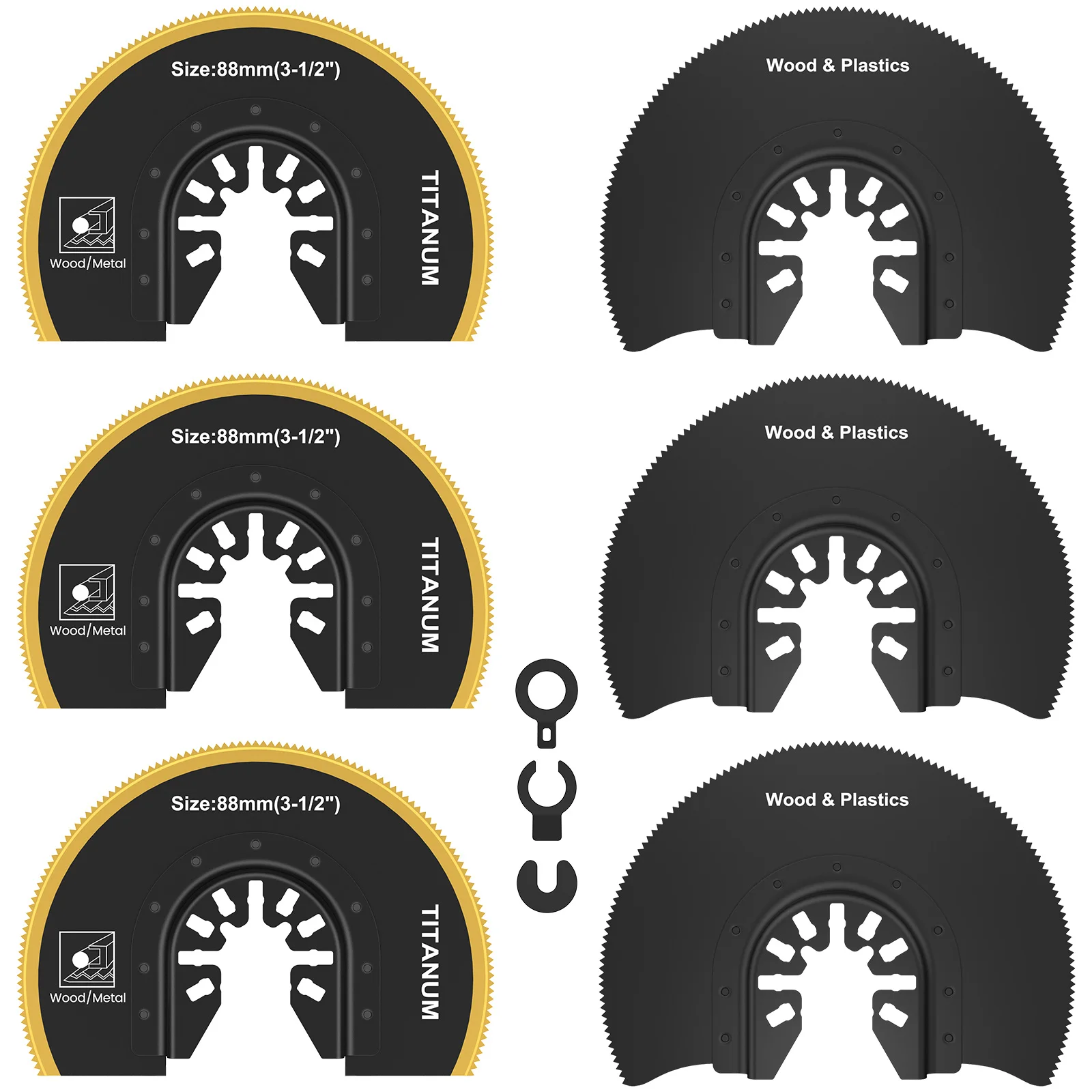 4/6 Pcs Oscillating Saw Blades Multi Tools Saw Blade Universal Semi Circle Titanium Bimetal Saws Blades for Cutting Wood Plastic