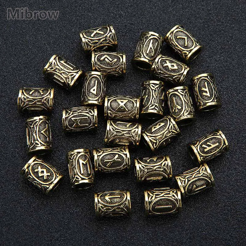 

24pcs/set Viking Runes Charms Tube Beads for Bracelets Viking Beads Pendant Necklace for Bracelet Necklace Jewelry Making