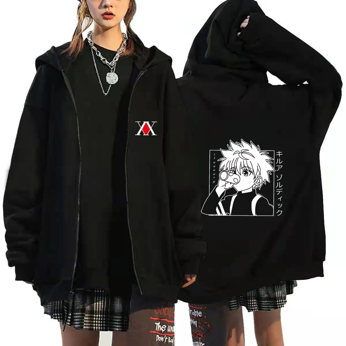 Hunter X Hunter Anime Zip Up Hoodie Jackets Hip Hop Streetwear Funy Long Sleeve Loose Casual Hunter X Hunter Anime Sweatshirt