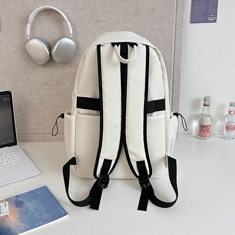 High Beauty Solid Color Backpack 2024 Autumn/Winter New Simple Leisure Shoulder Bag Large Capacity High School Student Backpack