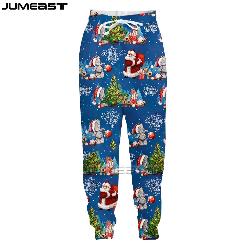 Jumeast Men Clothing Spring Trousers 3D Printed Santa Claus Fashion Streetwear Merry Christmas Autumn Women Casual Sweatpants