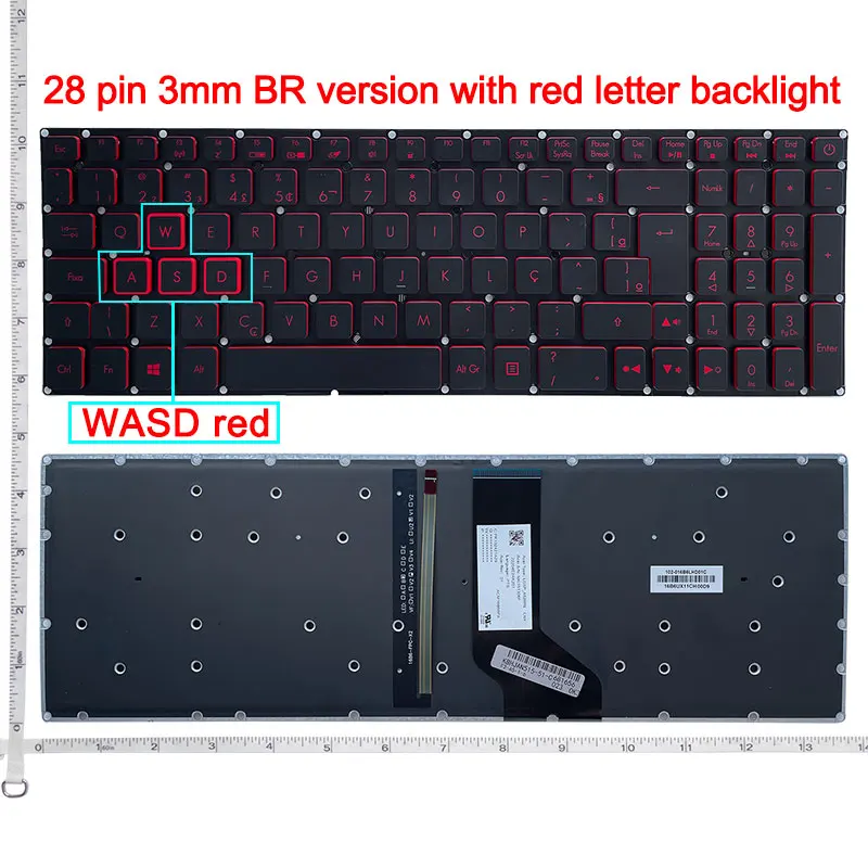 

SP/BR Brazil Keyboard Backlight for Acer Nitro 5 AN515 51 52 AN515-53 AN515-31 AN515-42 41 NK1151700K