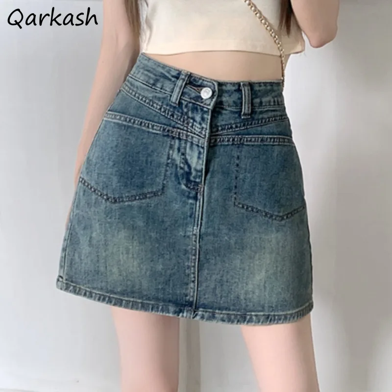 

Chic Skirts for Women Slim Leisure Holiday Fashion Party High Waist Denim Summer All-match Mini Korean Style Ins Simple Ulzzang