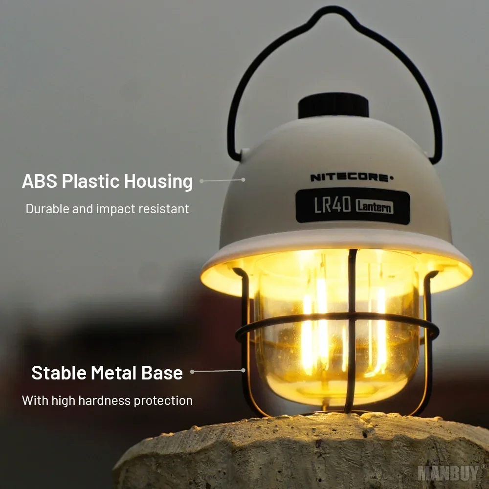 

Wholesale Nitecore LR40 Multifunctional USB-C Rechargeable Retro Camping Lantern 100 LM Runtime 65 Hours Emergency Power Supply