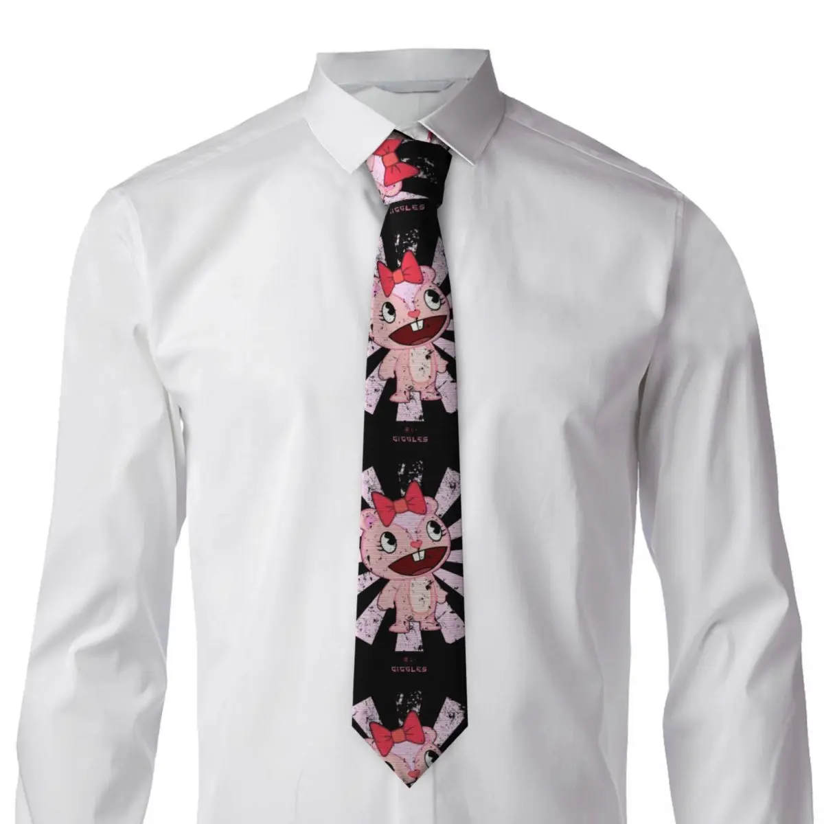 Giggles Retro Japanese Happy Tree Friends Necktie for Men Silk Polyester 8 cm Neck Ties Party Accessories Tie Classic Gravatas