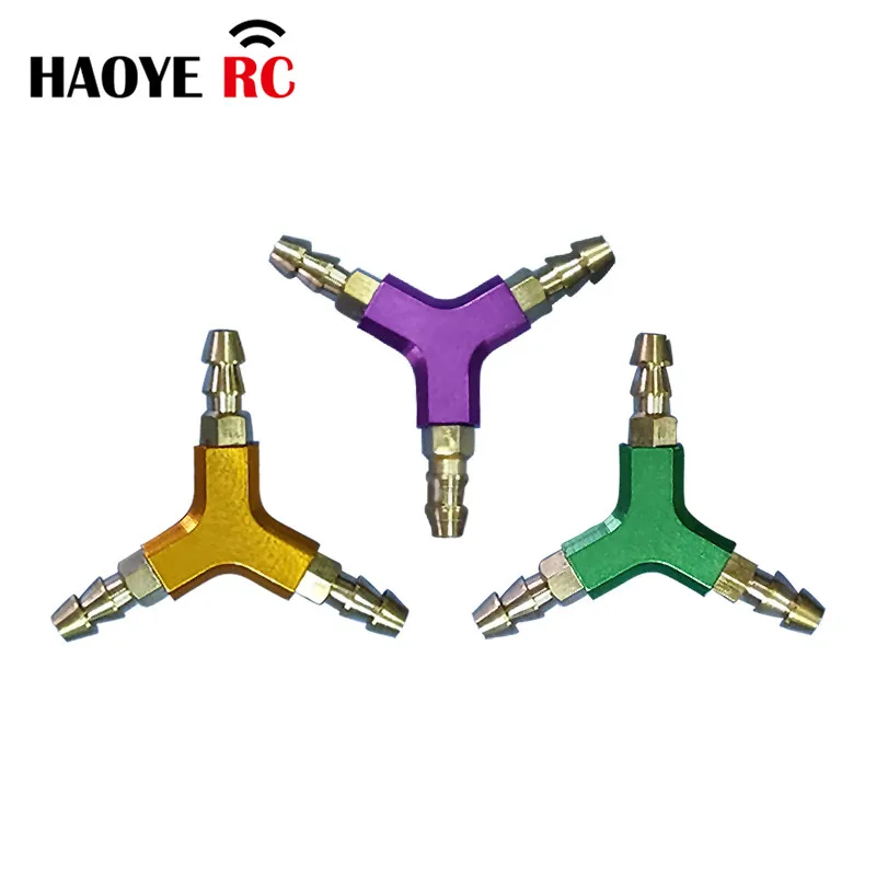 Haoye 1 Pc Metal Fuel Pipe Y-Jioners Fuel Line Filter Filling Nozzle Gasoline Glow Gas Methanol Fuel Joiner Fuel Tank Accessory