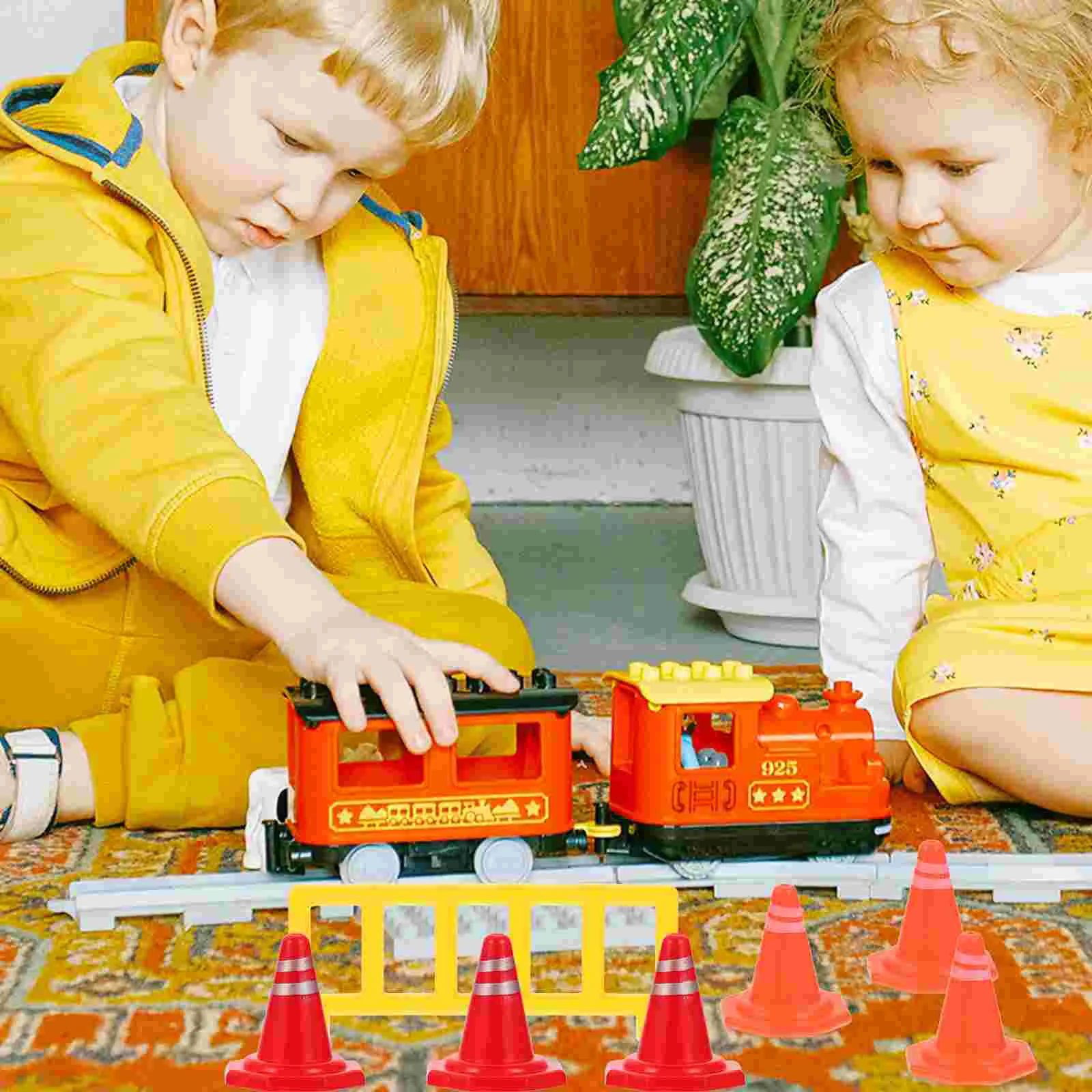 Señal de tráfico de mesa de arena, cono de seguridad DIY, construcción de carreteras, señales de plástico para niños