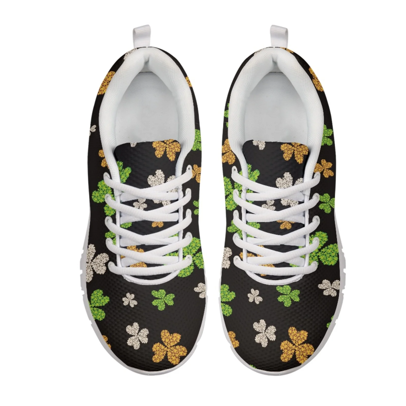 Coloranimal Clover Print Mesh & EVA Sole Women Running Walking Shoes Breathable Tennis Shoes for Mens New Arrival