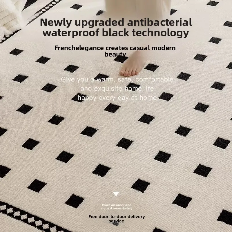 غرفة معيشة شقة بلاكستون مقاومة للماء ومضادة للحشف، سجادة خفيفة فاخرة لغرفة النوم الراقية، مسح بترك وإعادة الأوساخ #5