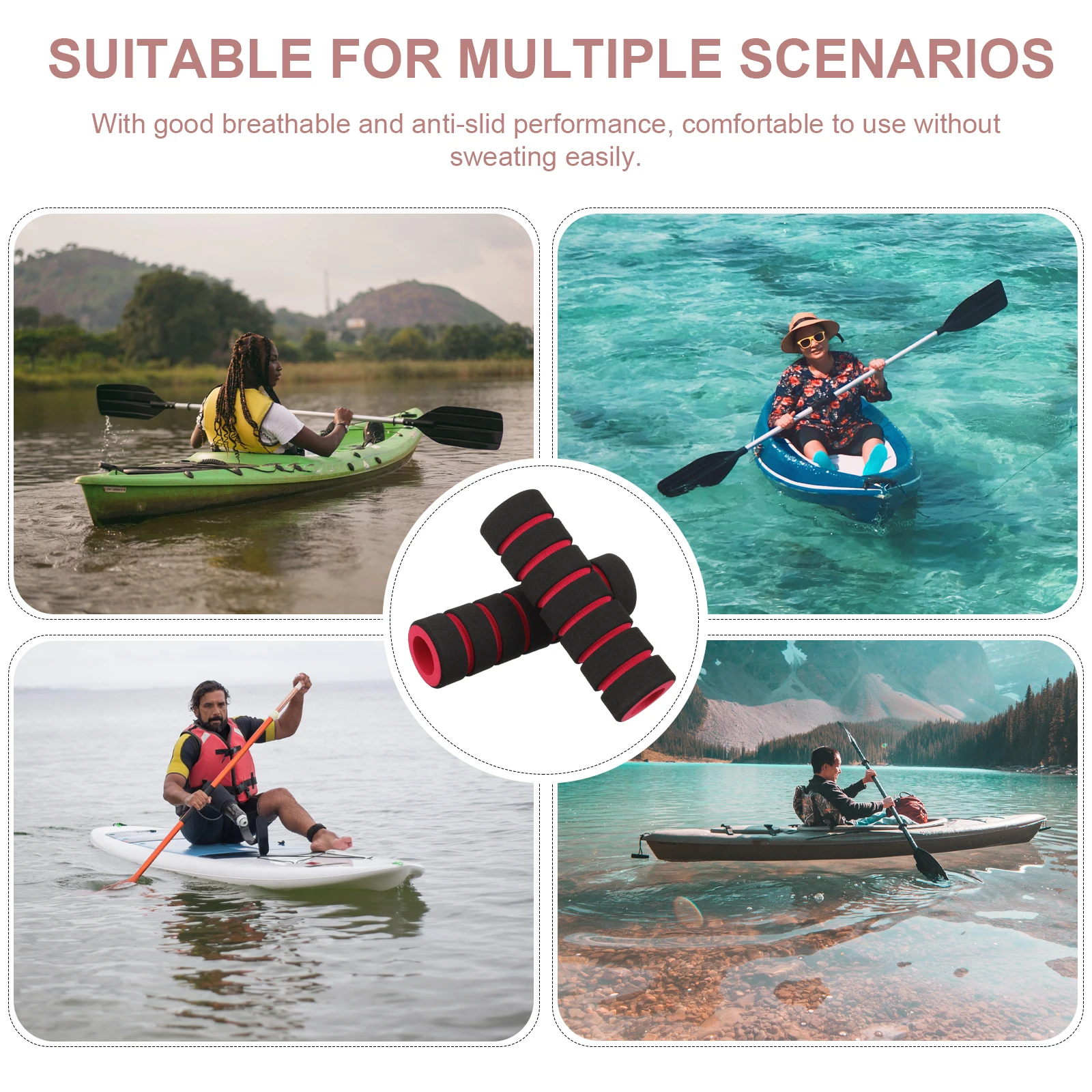 

Colorful Soft Paddle Handle Cover Anti-Slip Breathable Sponge Grips Kayak Canoe Accessories Hand Protector Cushion Guard Grip
