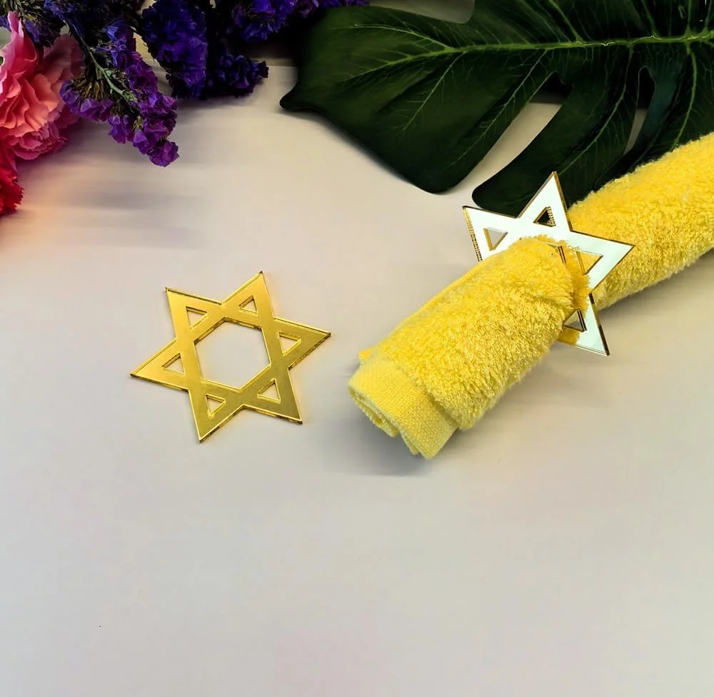 

Set of 12 Star of David Star Black Napkin Rings,Star of David Napkin Holder for Hanukkah Chanukkah Passover Jewish Holiday Dinne