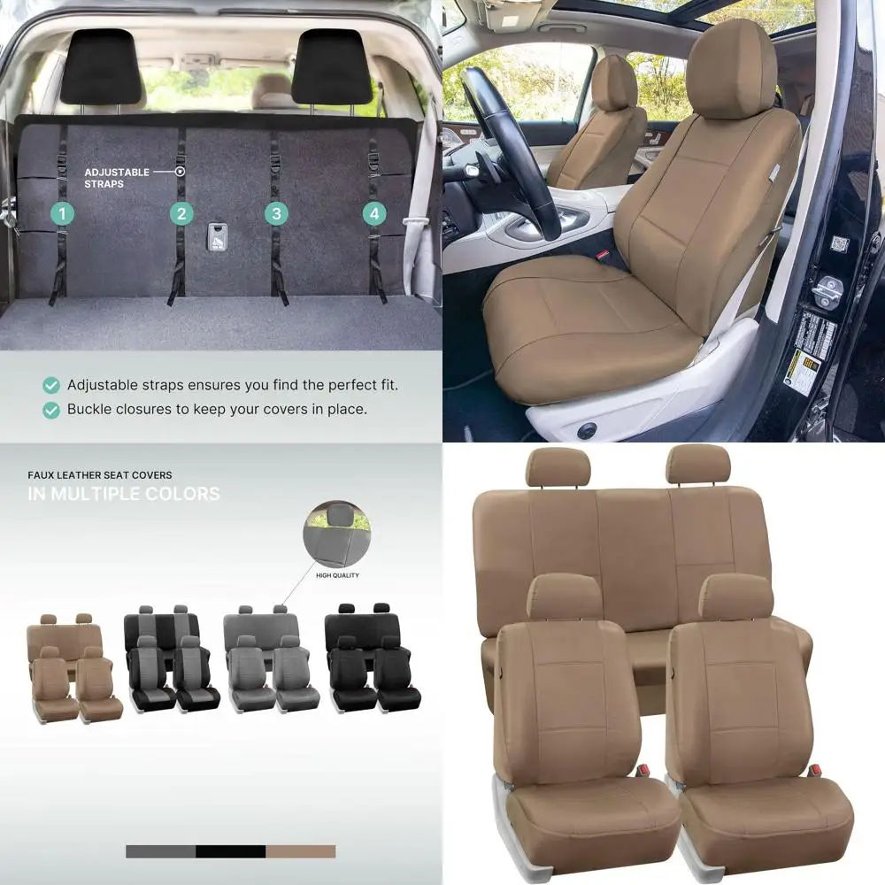 

Полный комплект чехлов на автомобильные сиденья из искусственной кожи для низких задних передних сидений, однотонный чехол на заднее сиденье, универсальный крой, внедорожник, седан, фургон, море