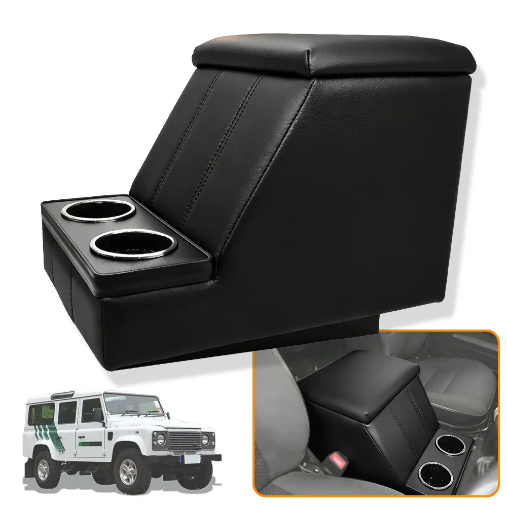 FY Center Storage Armrest Box with Dual Cup Holders, Fit Defender 4x4 Offroad Vehicle